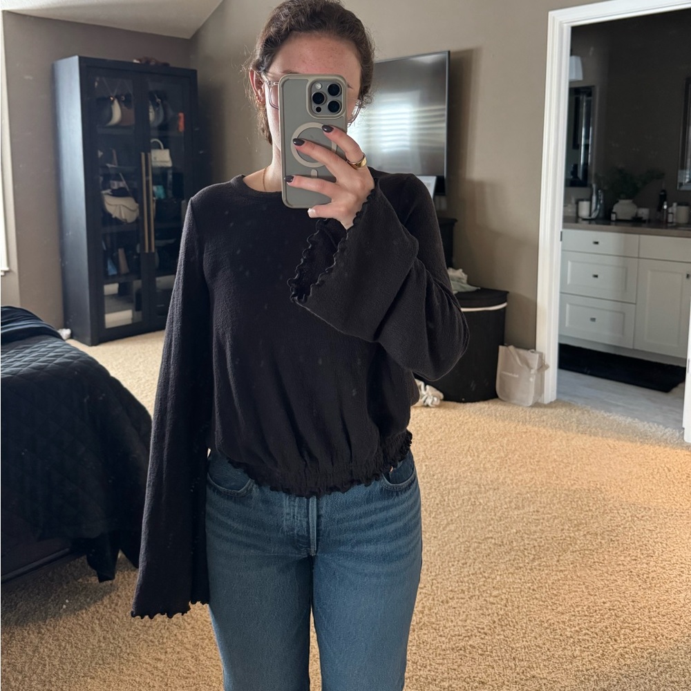 Madewell Black Bell Sleeve Blouse